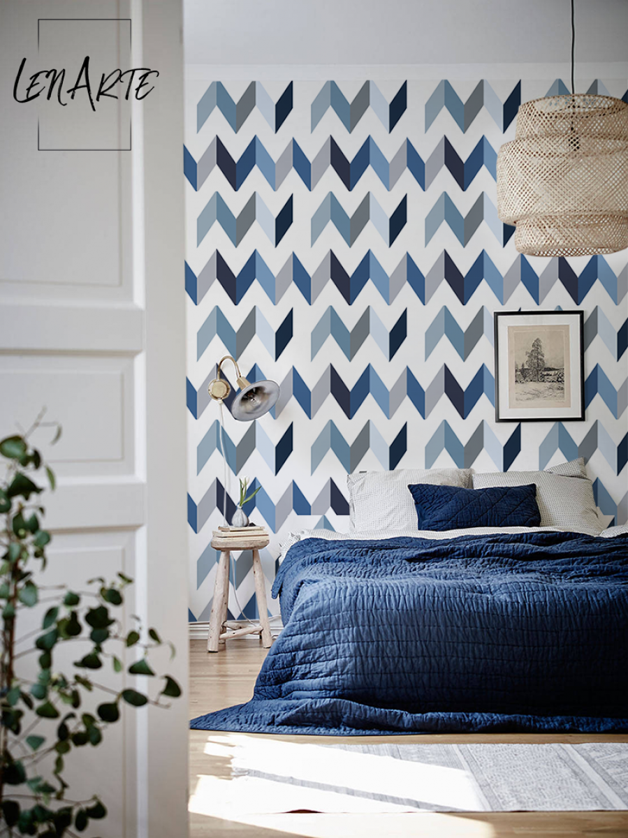 Modern interior design – Herringbone peel&stick wallpapers